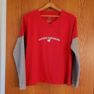 EUC Wisconsin Badgers Two Toned Starter Shirt Red Gray Youth Sz XL (16/1…